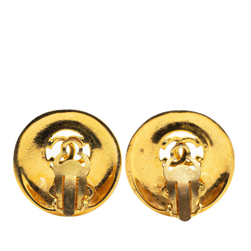 Gold Plated Coco Mark Round Earrings Jewelry Elegant