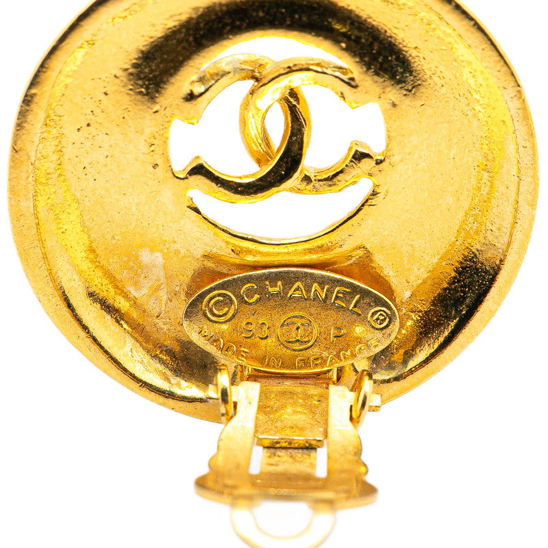 Gold Plated Coco Mark Round Earrings Jewelry Elegant