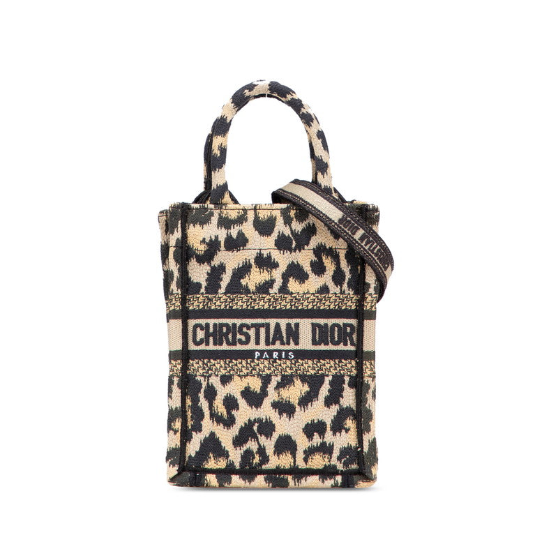Dior Book Tote Leopard 2Way Bag Canvas Mini Tote Bag