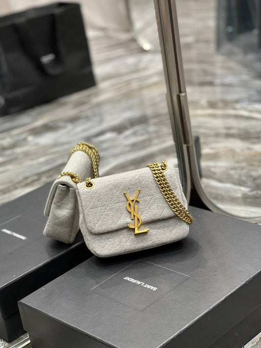 YSL Saint Laurent Jamie , ’s 6.9in 17.5cm Grey Mini Chain Mini Bag