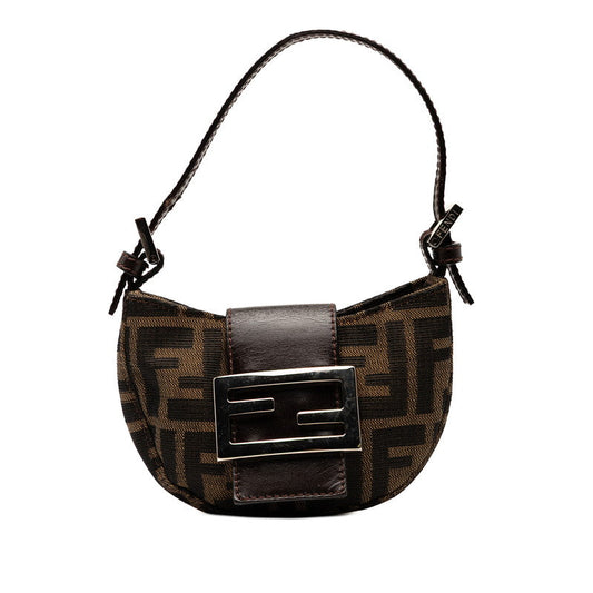 Fendi Zucca Croissant Handbag Leather Canvas Mini Travel Bag Leather Handbag 1