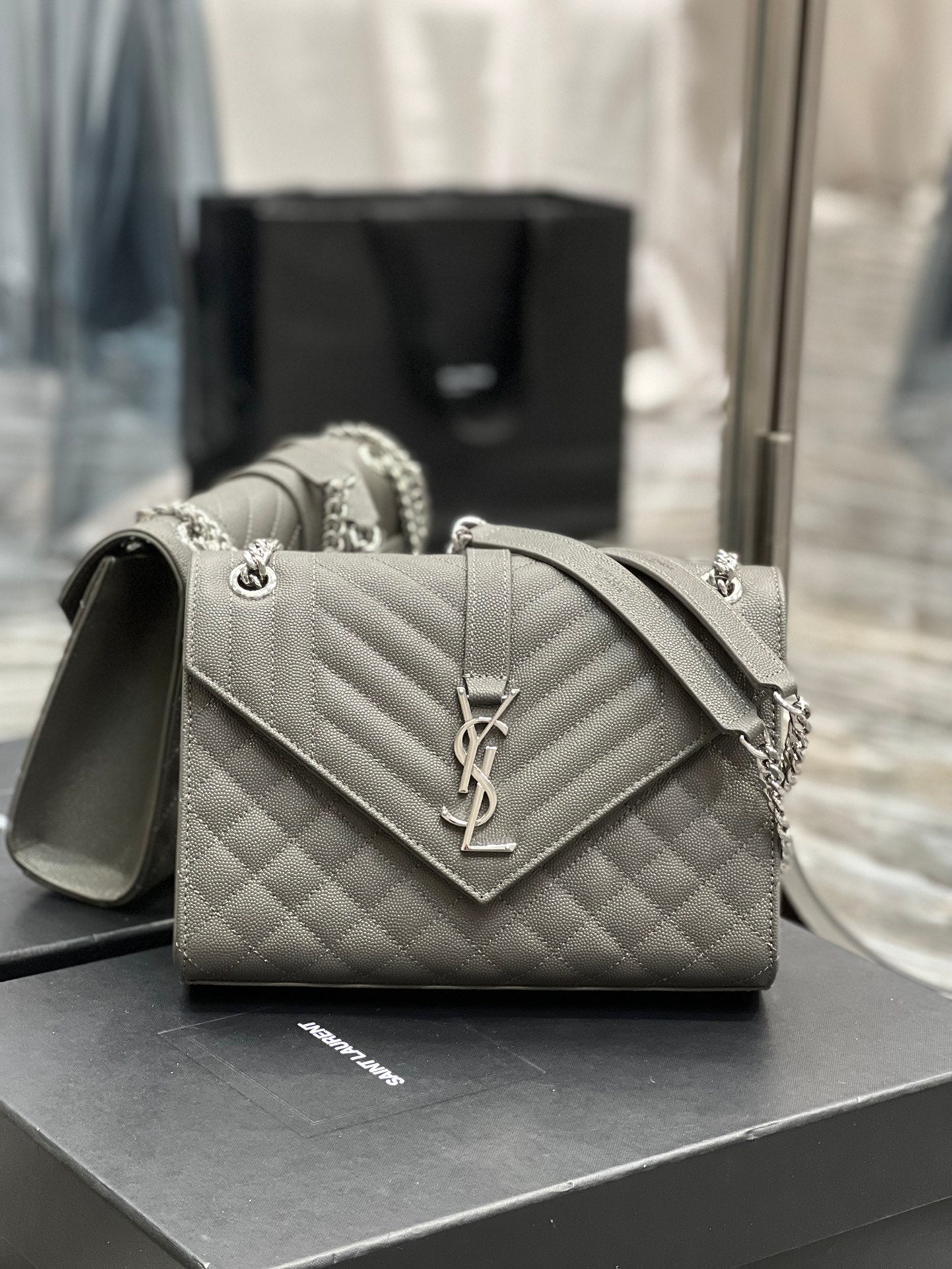 YSL Saint Laurent Envelope Handbag Quilted Chain Travel Bag 94In24Cm Ysl 4437