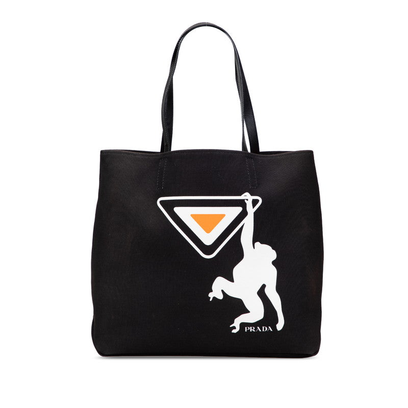 Prada Monkey Tote Bag Leather Canvas