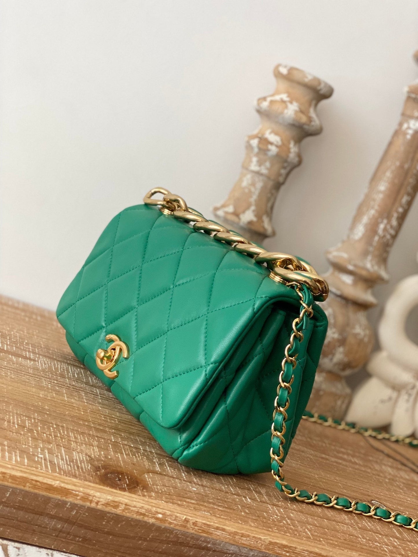 CHL Classic Top Qualityamond Top Green Flap Travel Bag