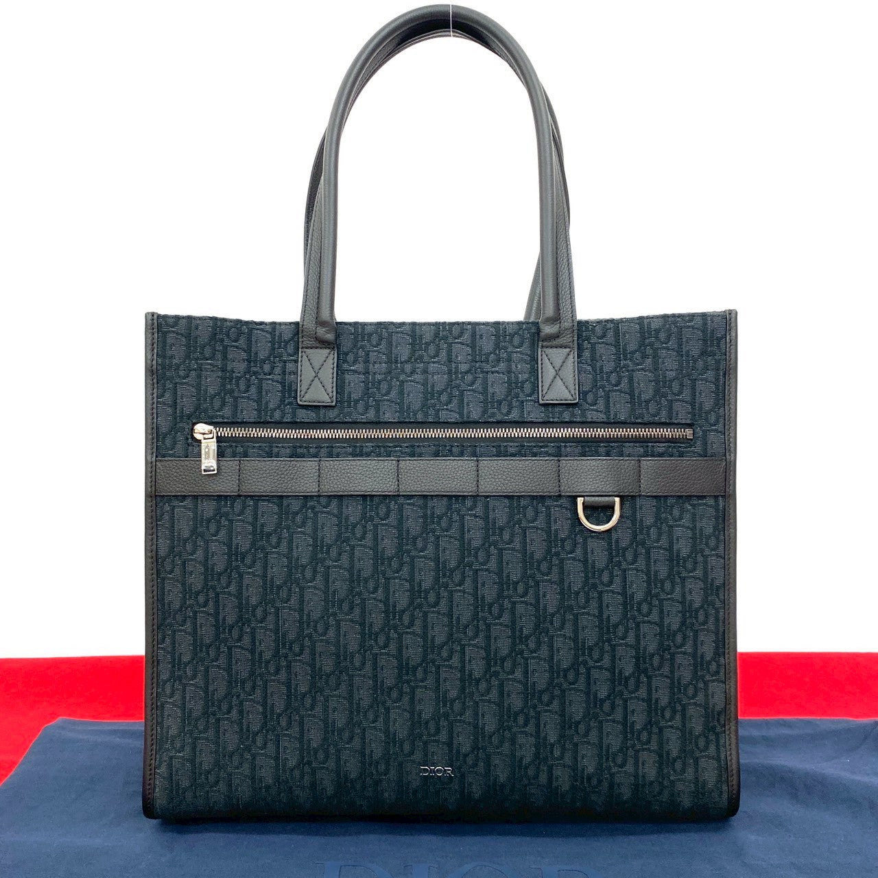 Dior Christian Safari Oblique Tote Bag Leather Canvas