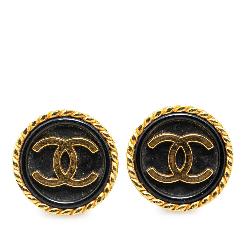 Chanel Plated Plastic Coco Mark Round Earrings Jewelry