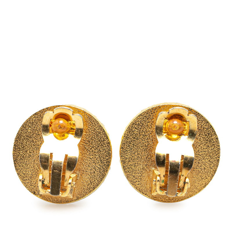 Chanel Plated Plastic Coco Mark Round Earrings Jewelry