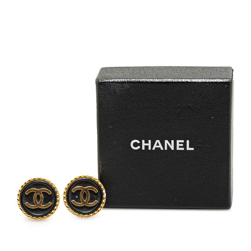 Chanel Plated Plastic Coco Mark Round Earrings Jewelry