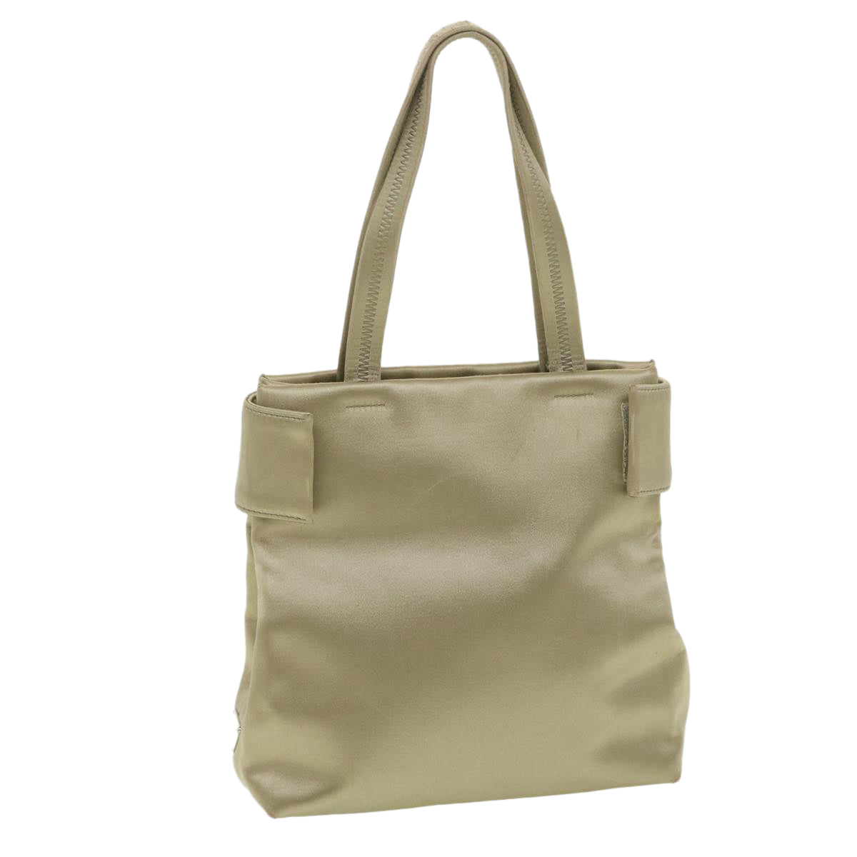 Prada Hand Bag Satin Beige Travel Bag