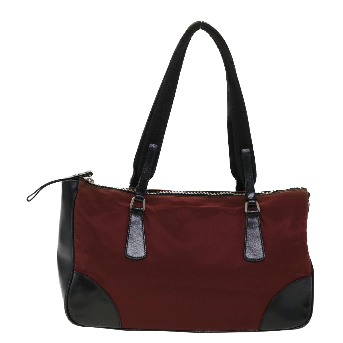 Prada Shoulder Bag Leather Nylon Red