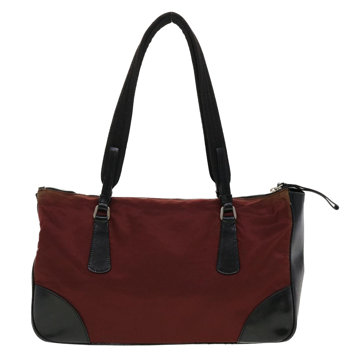 Prada Shoulder Bag Leather Nylon Red