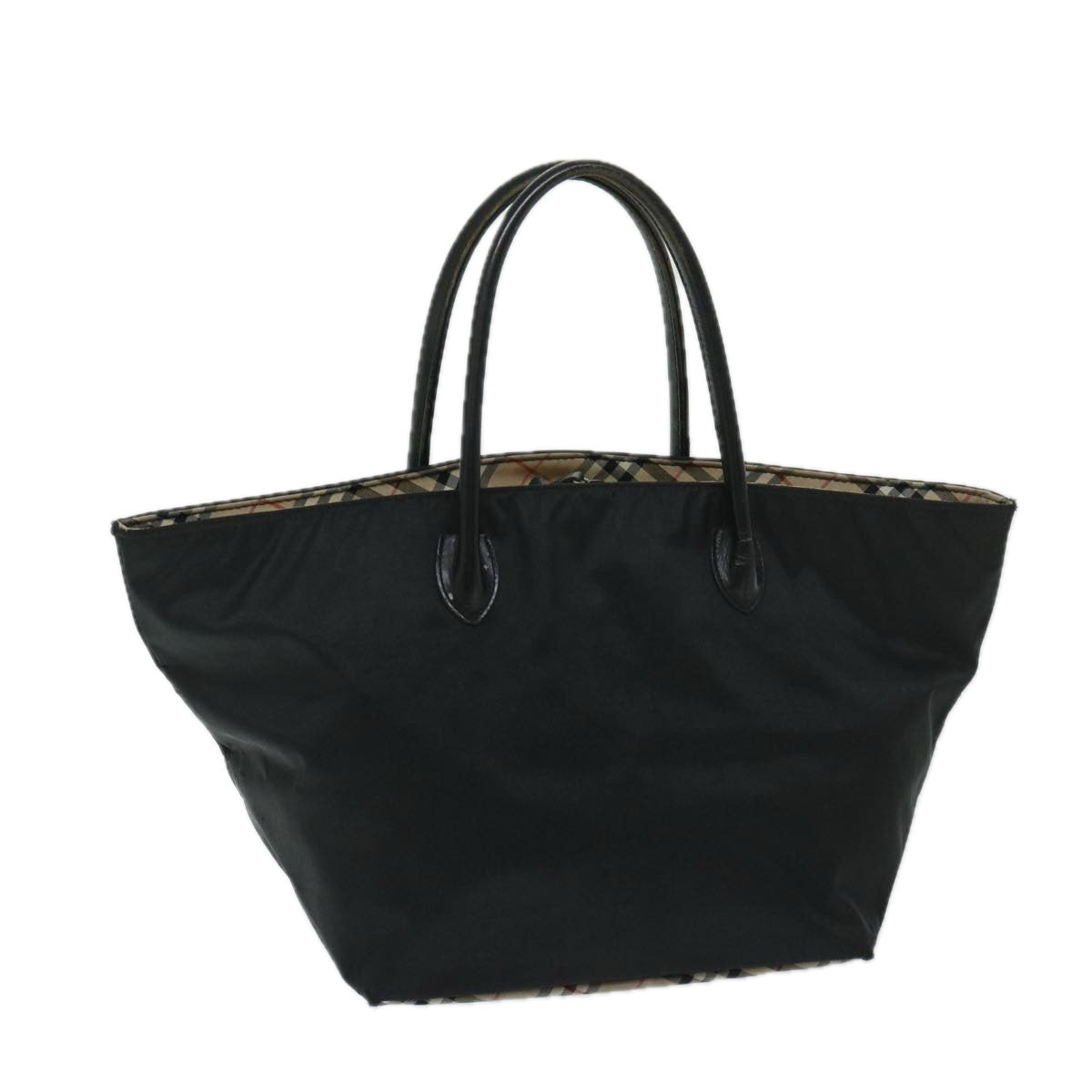 Burberry Luxury ss Label Hand Bag Auth Yb538 Nylon Black Blue Travel Bag