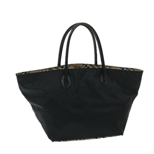Burberry Luxury ss Label Hand Bag Auth Yb538 Nylon Black Blue Travel Bag