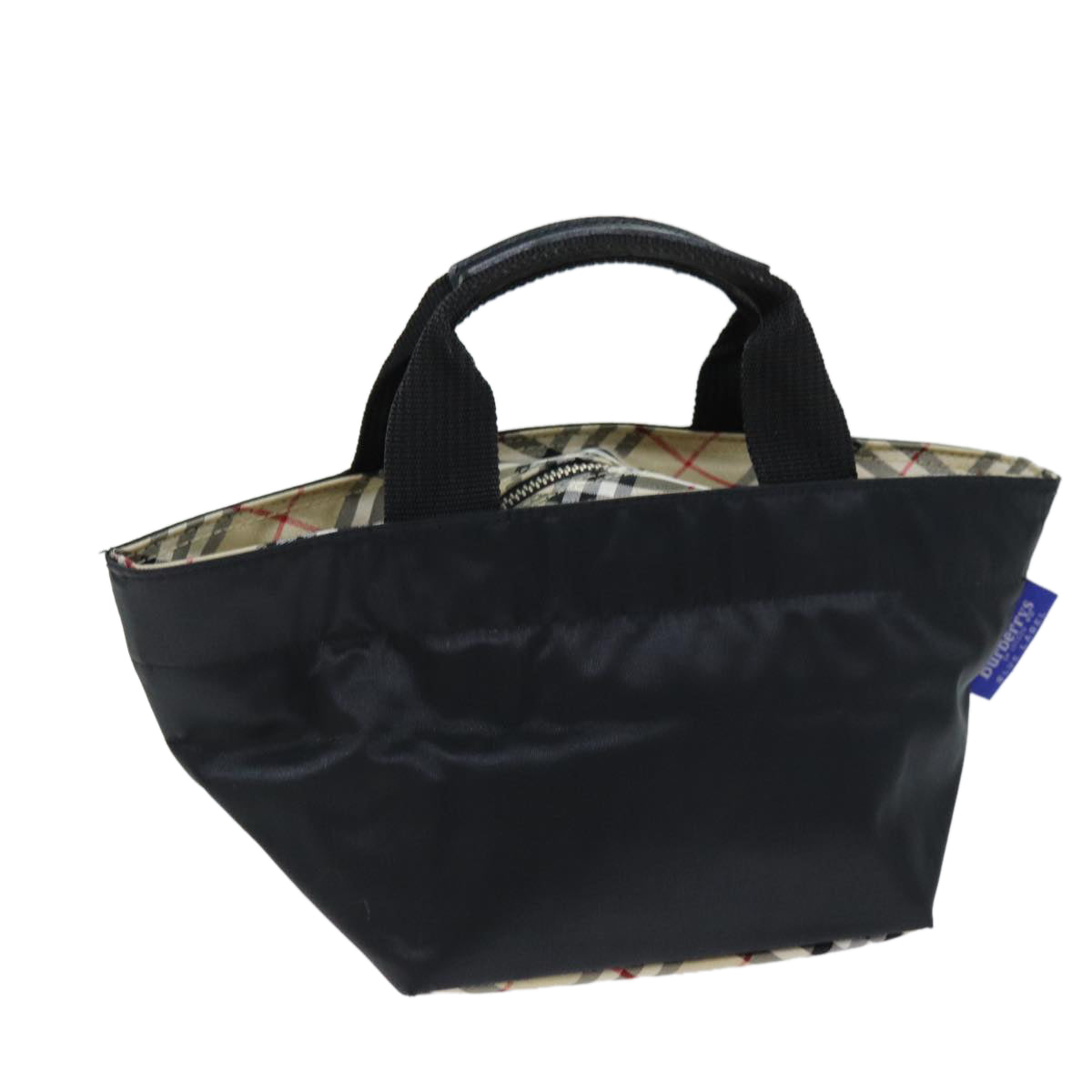 Burberry Luxury ss Label Hand Bag Auth Yb556 Nylon Black Blue Travel Bag