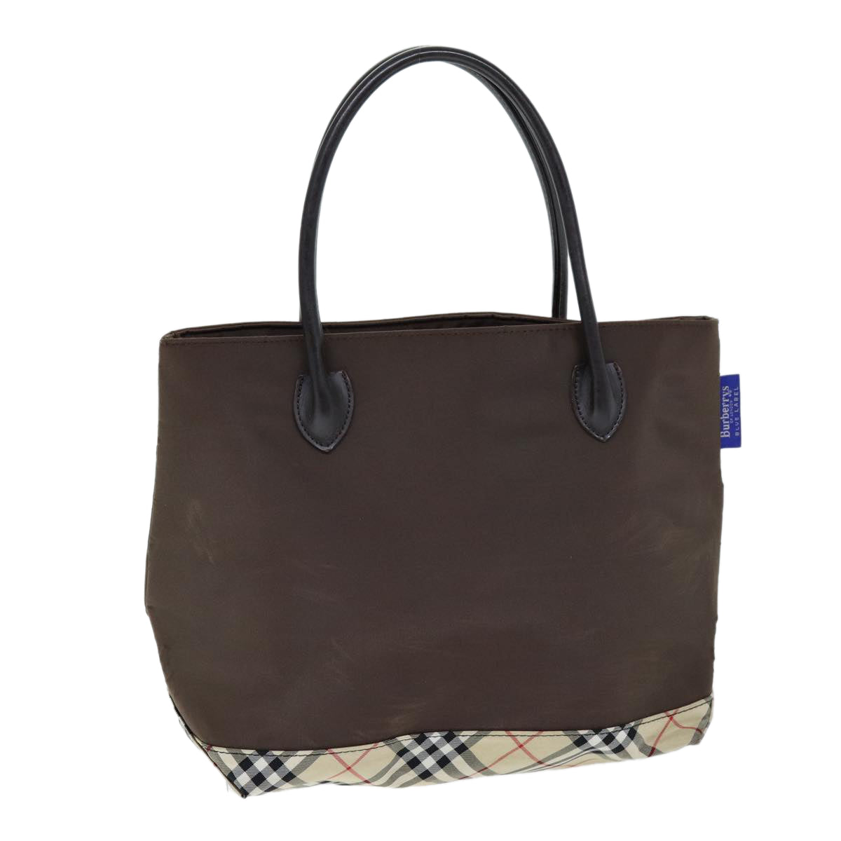 Burberry Luxury ss Nova Check Label Hand Bag Auth Nylon Brown Beige Travel Bag Beige Auth Yb564