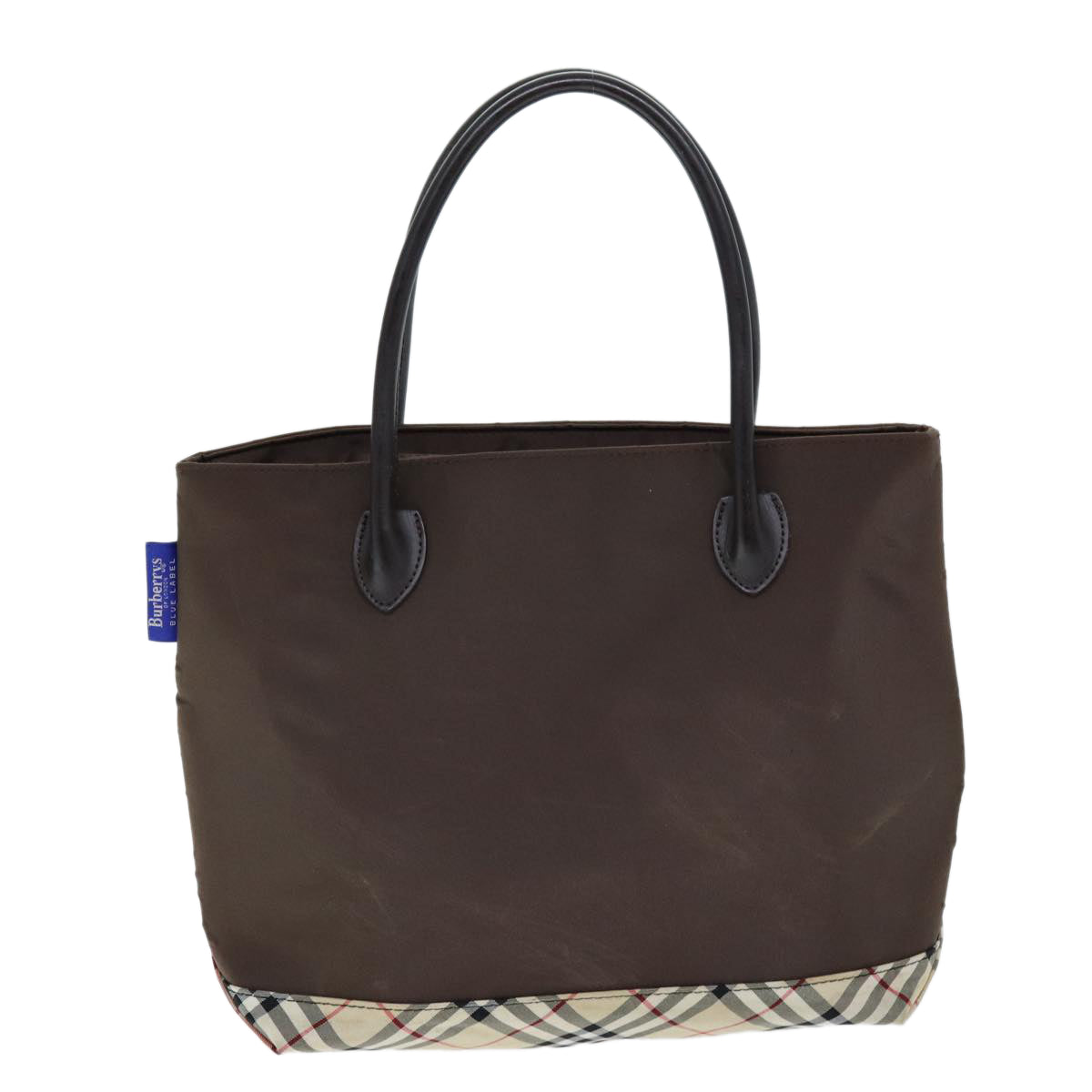 Burberry Luxury ss Nova Check Label Hand Bag Auth Nylon Brown Beige Travel Bag Beige Auth Yb564