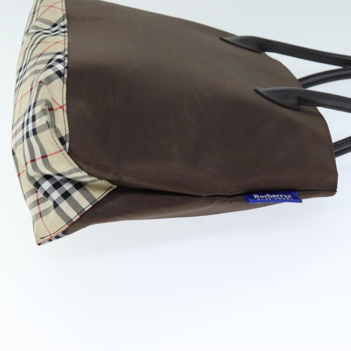 Burberry Luxury ss Nova Check Label Hand Bag Auth Nylon Brown Beige Travel Bag Beige Auth Yb564
