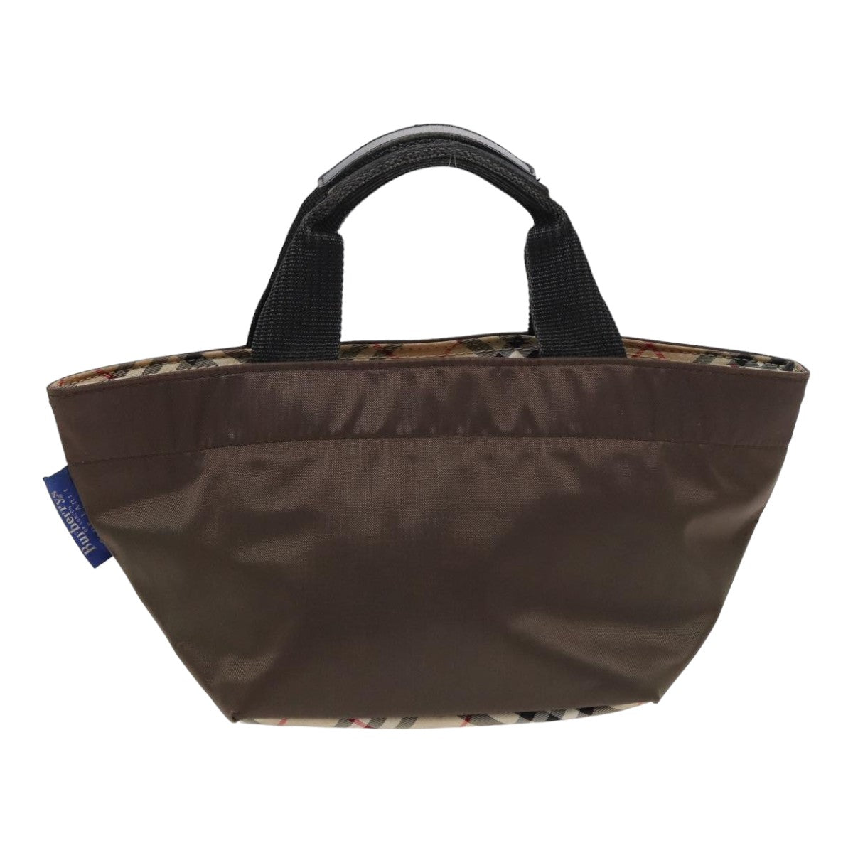 Burberry Luxury ss Nova Check Label Hand Bag Auth Canvas Brown Blue Travel Bag