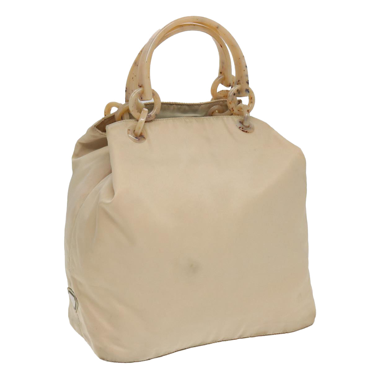 Prada Hand Bag Auth Nylon Beige Travel Bag Beige Auth Yb599