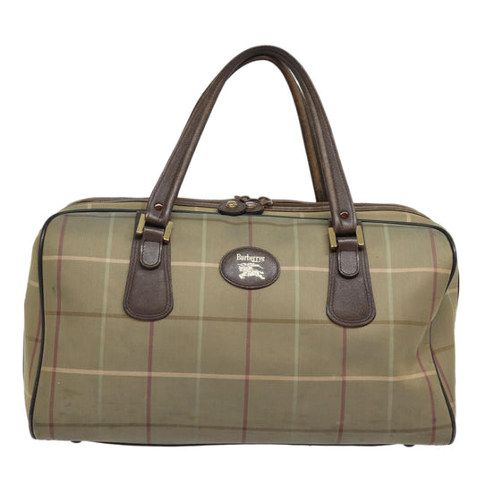 Burberry Luxury ss Nova Check Boston Bag Auth Yb602 Leather Canvas Brown Travel Bag