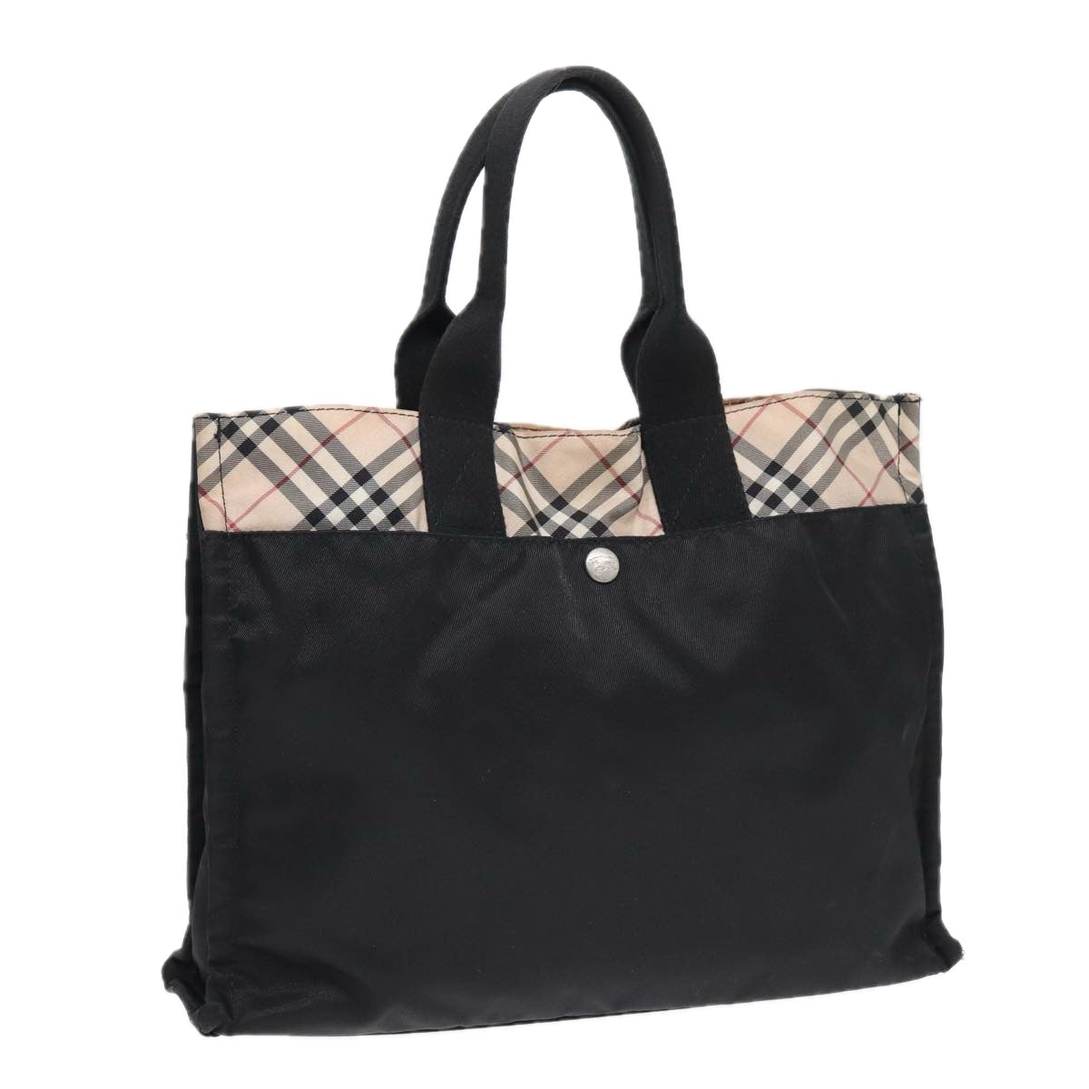 Burberry Luxury Nova Check Hand Bag Auth Yb621 Nylon Black Beige Travel Bag