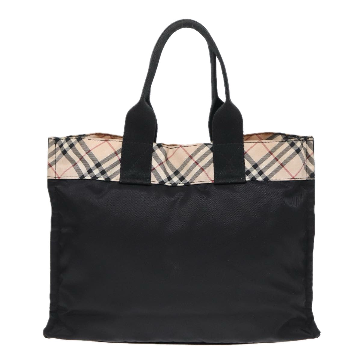 Burberry Luxury Nova Check Hand Bag Auth Yb621 Nylon Black Beige Travel Bag