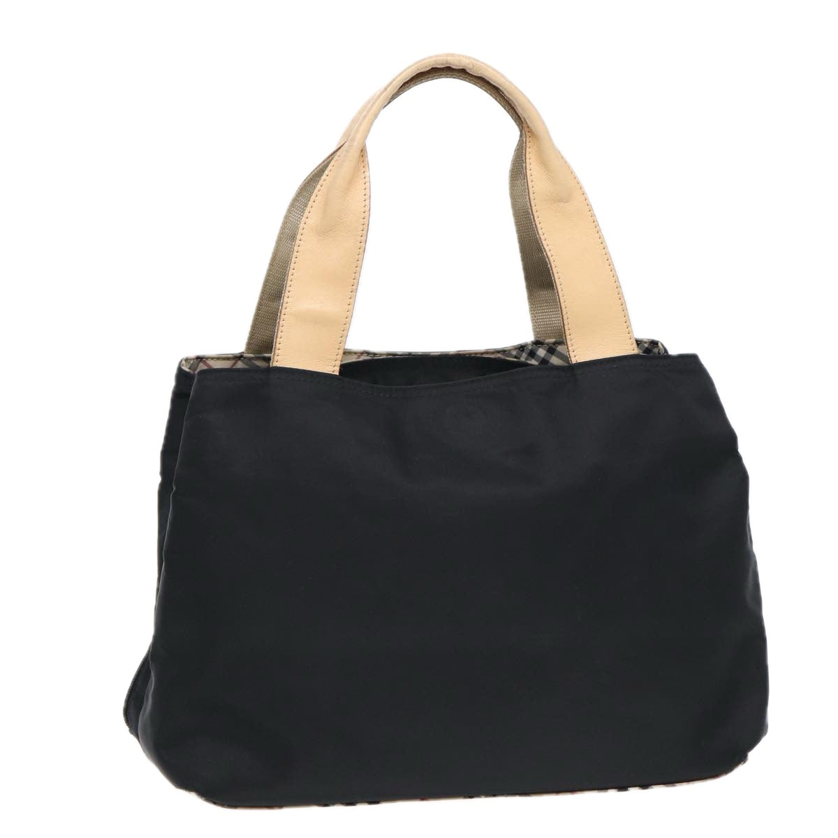 Burberry Luxury Nova Check Hand Bag Auth Yb631 Nylon Black Beige Travel Bag