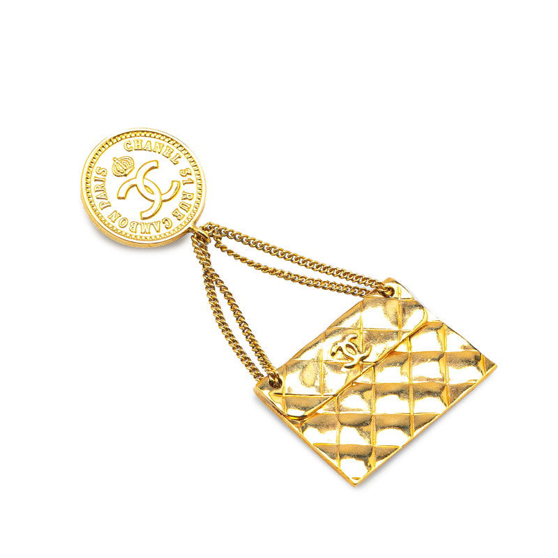 Chanel Gold Plated Coco Mark 31 RUE Matelasse Brooch