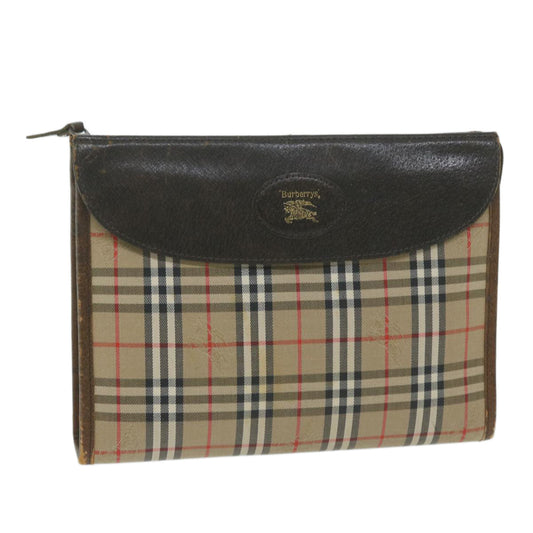 Burberry Luxury ss Nova Check Clutch Bag Auth Yk10180 Canvas Nylon Beige