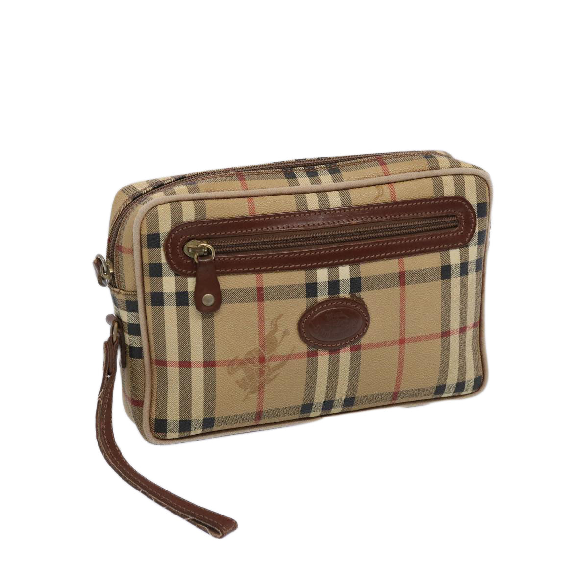 Burberry Luxury ss Nova Check Clutch Bag Pvc Auth Leather Beige