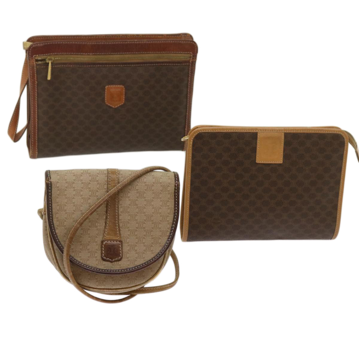 Luxury Macadam Clutch Bag Shoulder Bag Pvc Canvas Brown