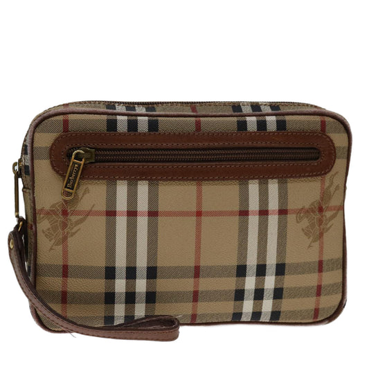 Burberry Luxury ss Nova Check Clutch Bag Pvc Auth Brown Beige