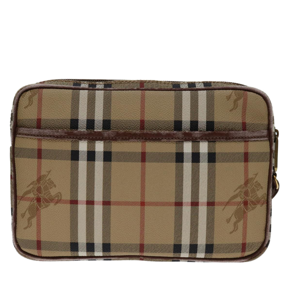 Burberry Luxury ss Nova Check Clutch Bag Pvc Auth Brown Beige