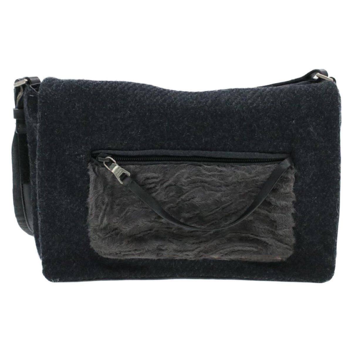 Prada Shoulder Bag Auth Suede Black
