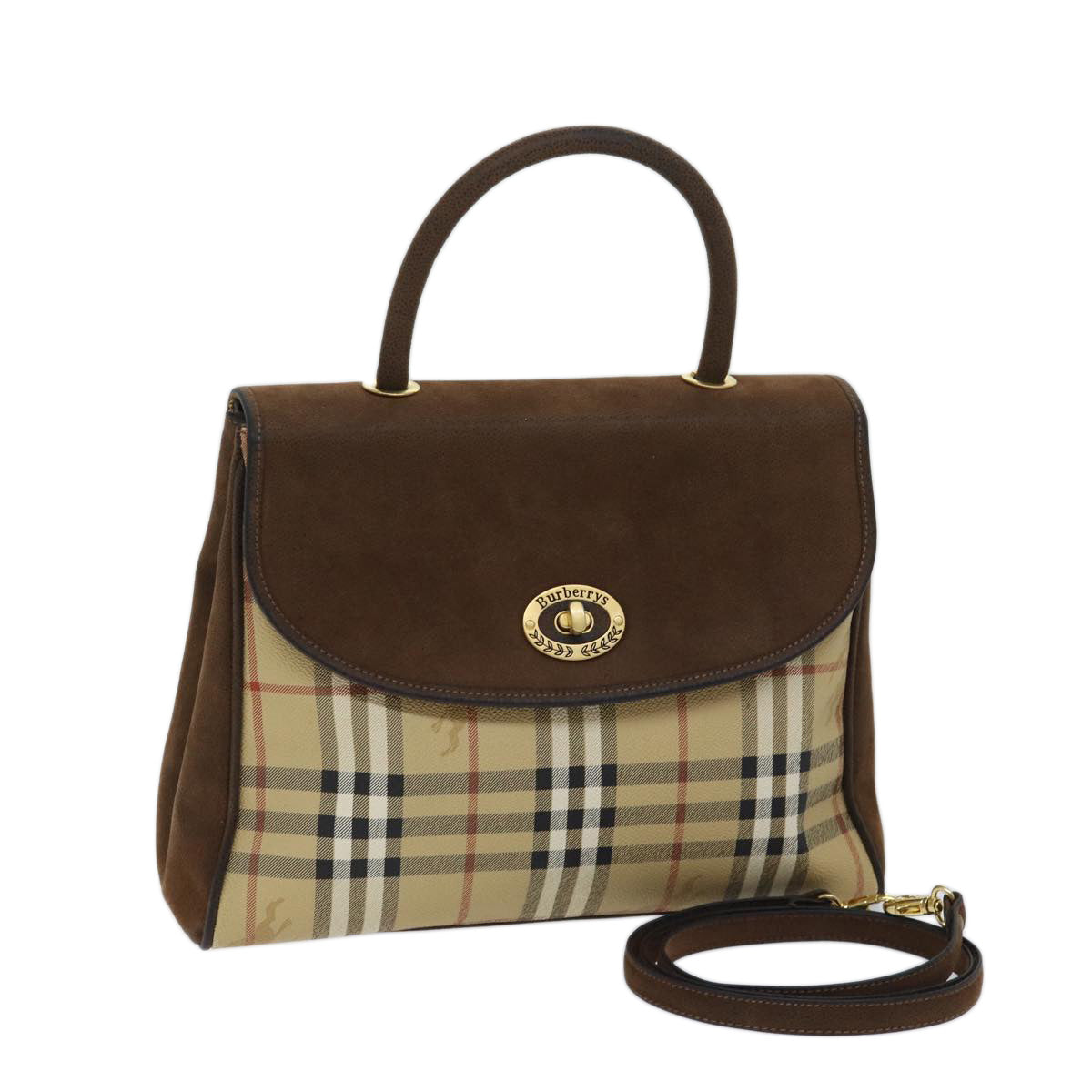 Burberry Luxury ss Nova Check Hand Bag Pvc 2Way Brown Travel Bag
