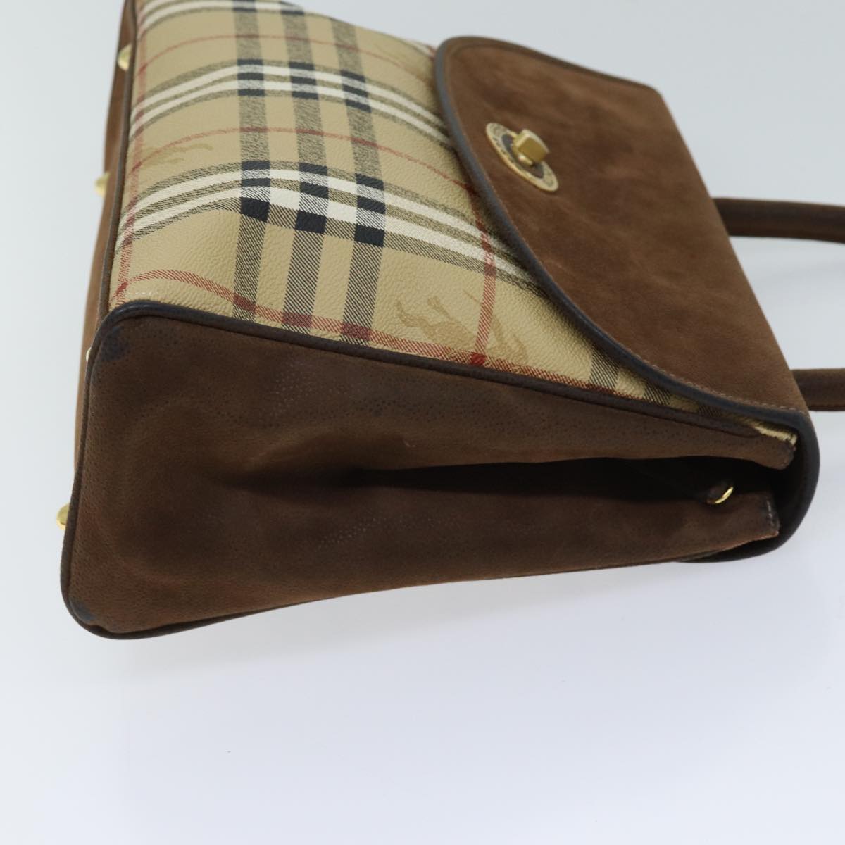 Burberry Luxury ss Nova Check Hand Bag Pvc 2Way Brown Travel Bag