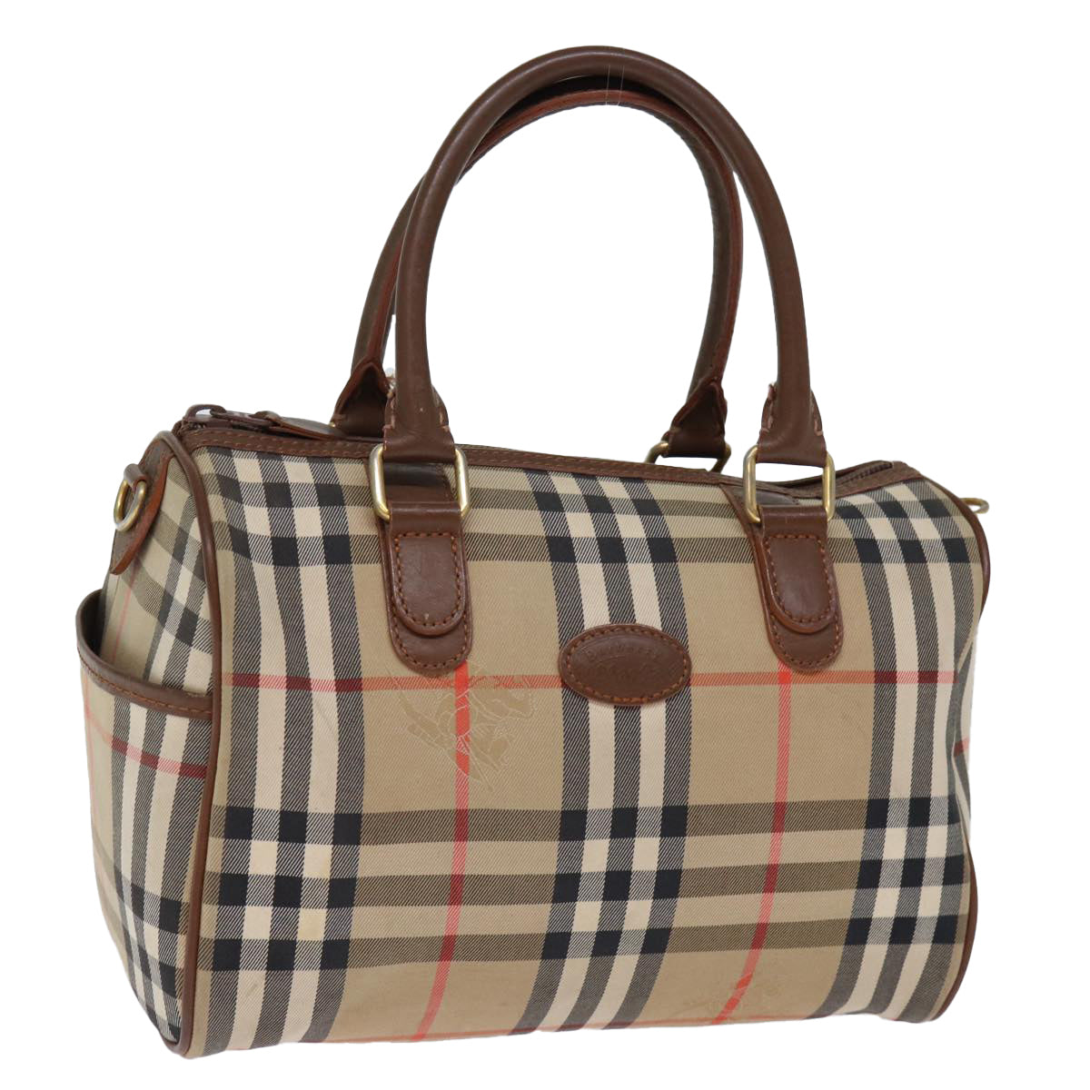 Burberry Luxury ss Nova Check Boston Bag Auth Yk12086 Canvas Beige Travel Bag