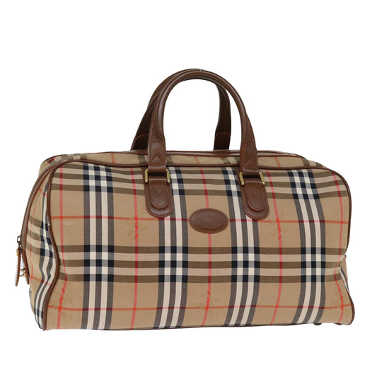 Burberry Luxury ss Nova Check Boston Bag Auth Yk12463 Canvas Beige Travel Bag