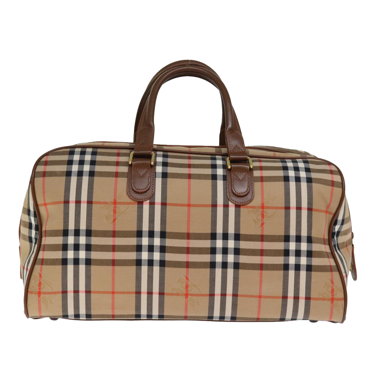 Burberry Luxury ss Nova Check Boston Bag Auth Yk12463 Canvas Beige Travel Bag