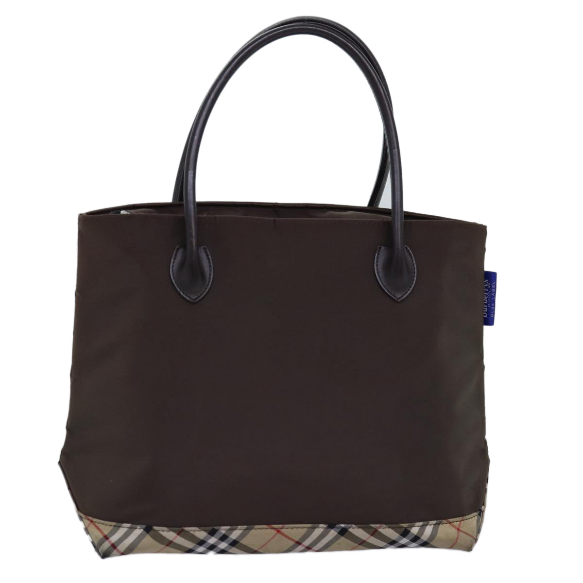 Burberry Luxury ss Nova Check Label Tote Bag Auth Nylon Brown Beige Brown Auth Yk12782