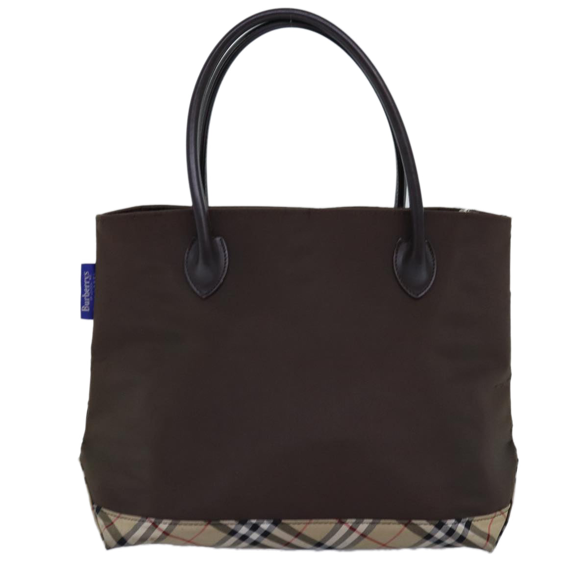 Burberry Luxury ss Nova Check Label Tote Bag Auth Nylon Brown Beige Brown Auth Yk12782