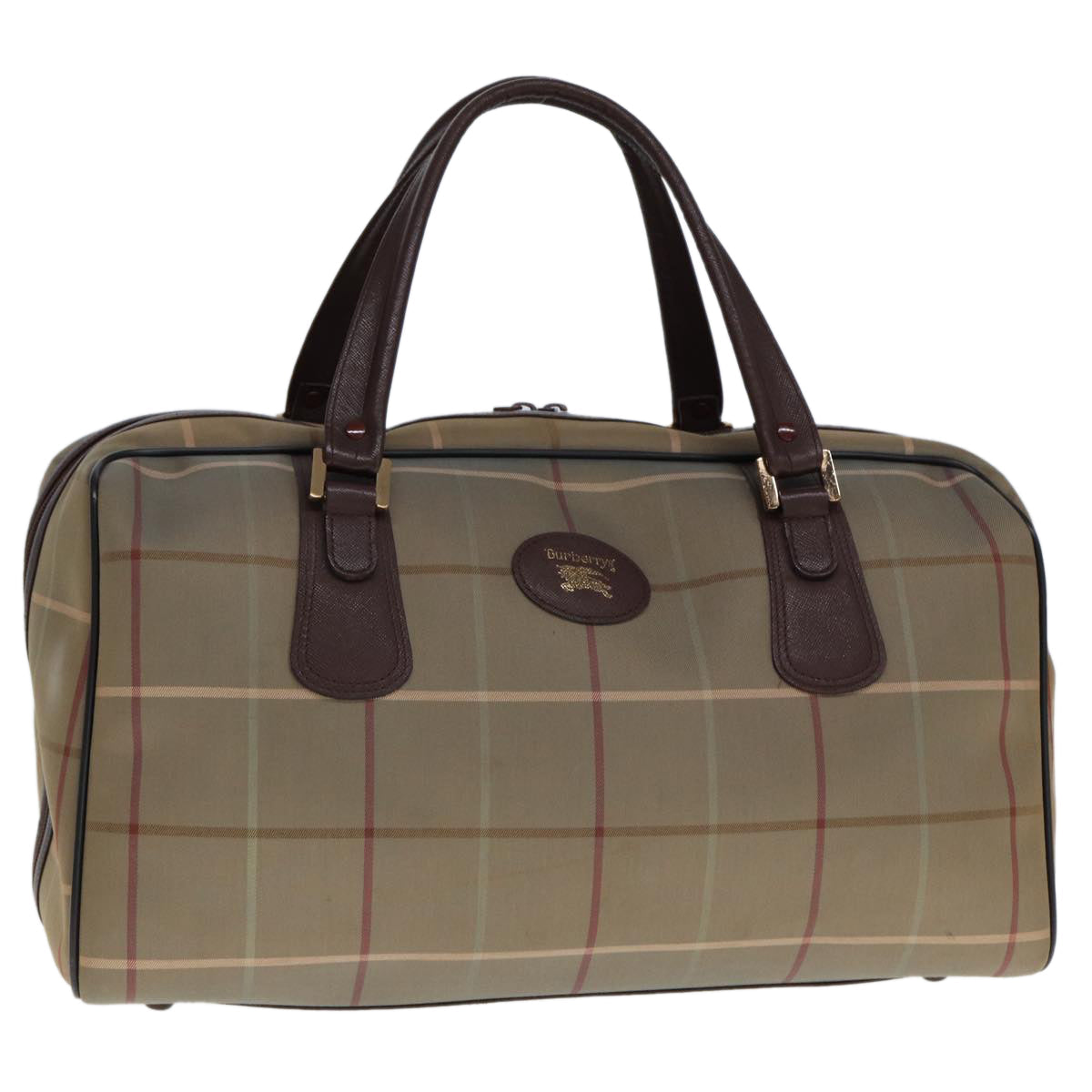 Burberry Luxury ss Nova Check Boston Bag Auth Yk12869 Canvas Beige Travel Bag