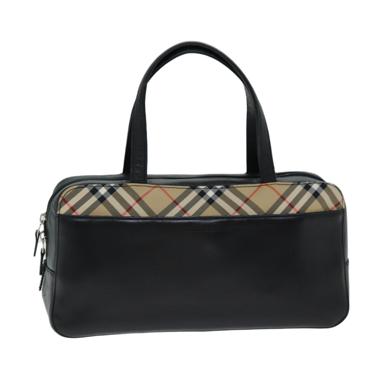 Burberry Luxury Nova Check Hand Bag Auth Yk13164 Leather Canvas Black Travel Bag