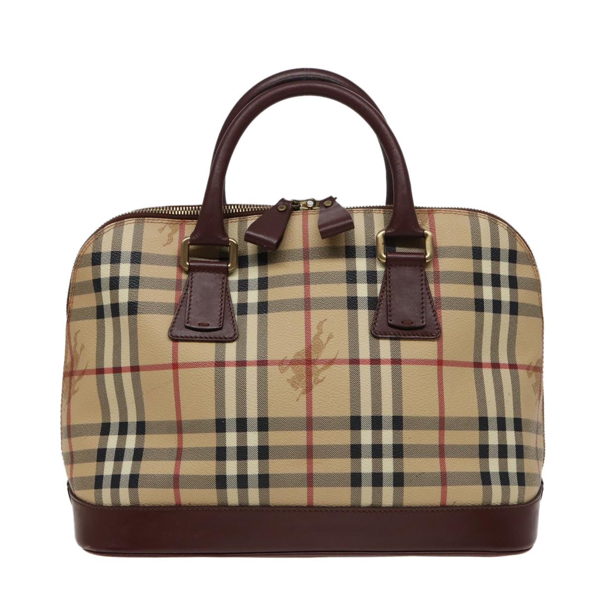 Burberry Luxury Nova Check Hand Bag Pvc Auth Yk13293 Leather Beige Travel Bag
