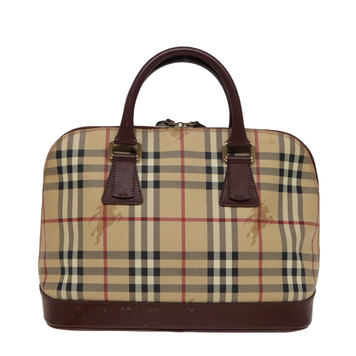 Burberry Luxury Nova Check Hand Bag Pvc Auth Yk13293 Leather Beige Travel Bag