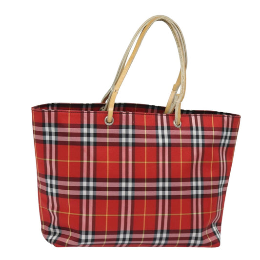 Burberry Luxury Nova Check Hand Bag Auth Yk13442 Nylon Red Travel Bag