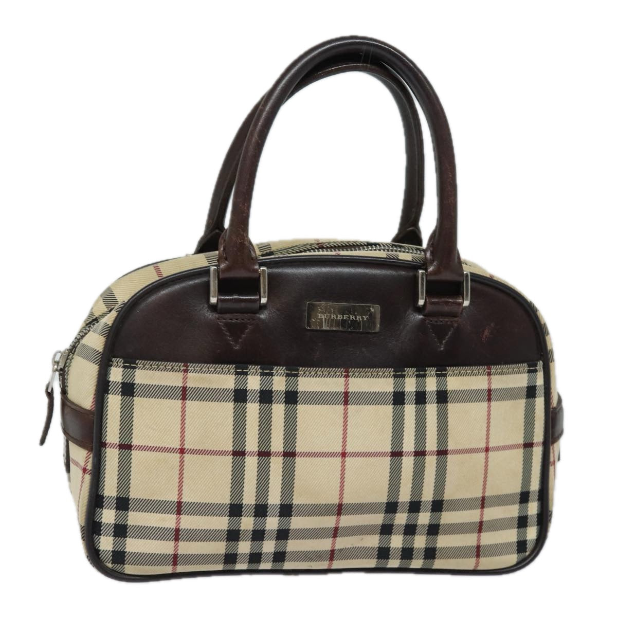 Burberry Luxury Nova Check Hand Bag Auth Yk13499 Nylon Black Beige Travel Bag