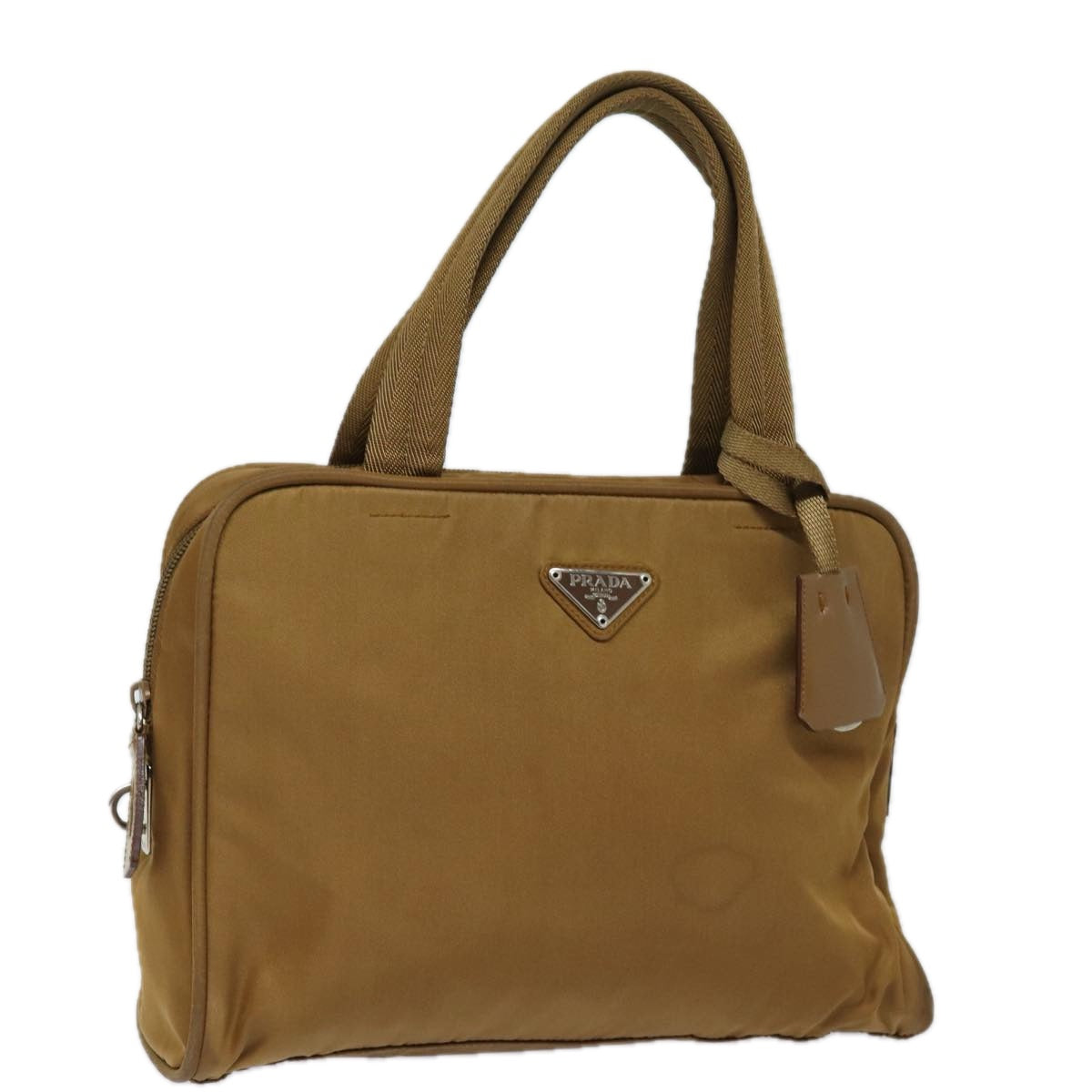 Prada Hand Bag Auth Nylon Brown Travel Bag Brown Auth Yk13600