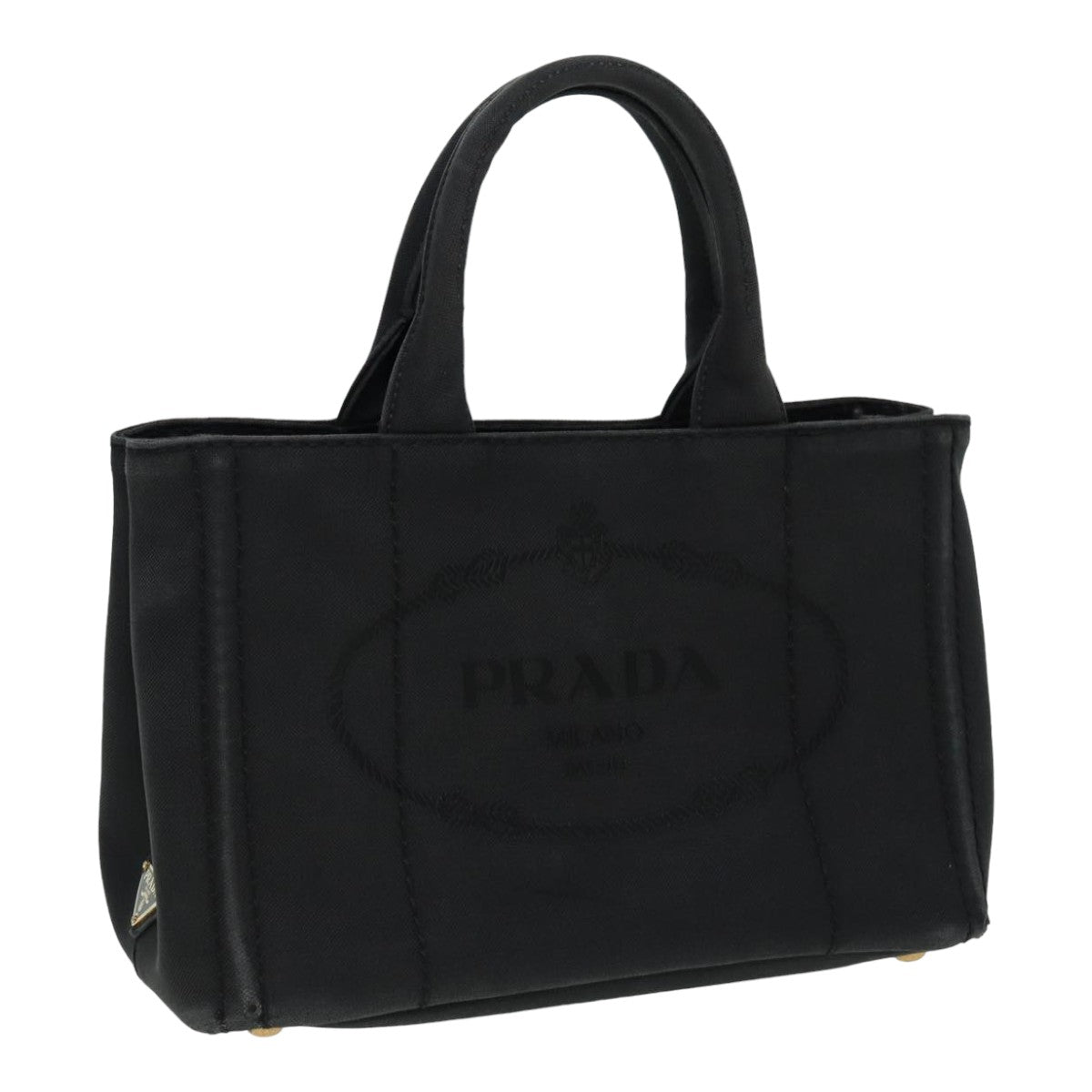 Prada Canapa Pm Hand Bag Auth Canvas Black Travel Bag