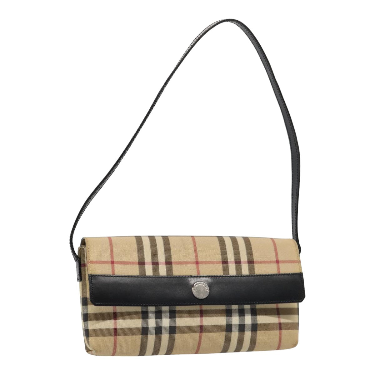 Burberry Luxury Nova Check Shoulder Bag Pvc Auth Yk13998 Beige